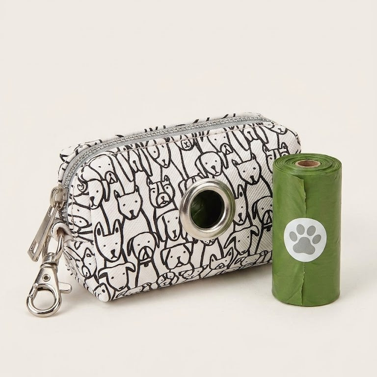 Minimalist Dog Poop Bag Holder — Playful Pup Edition